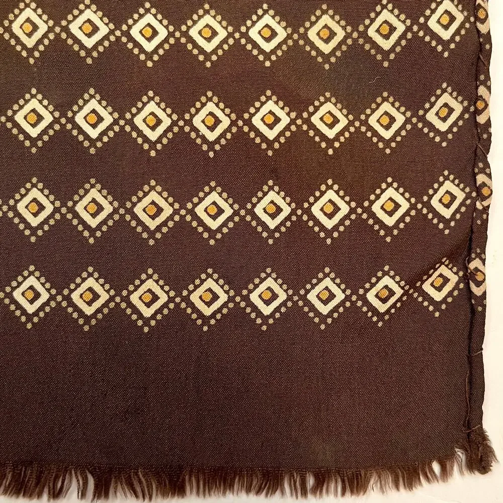Jean Patou Paris Vintage Earth-Tone Paisley Long Rectangle Fringe Silk Scarf